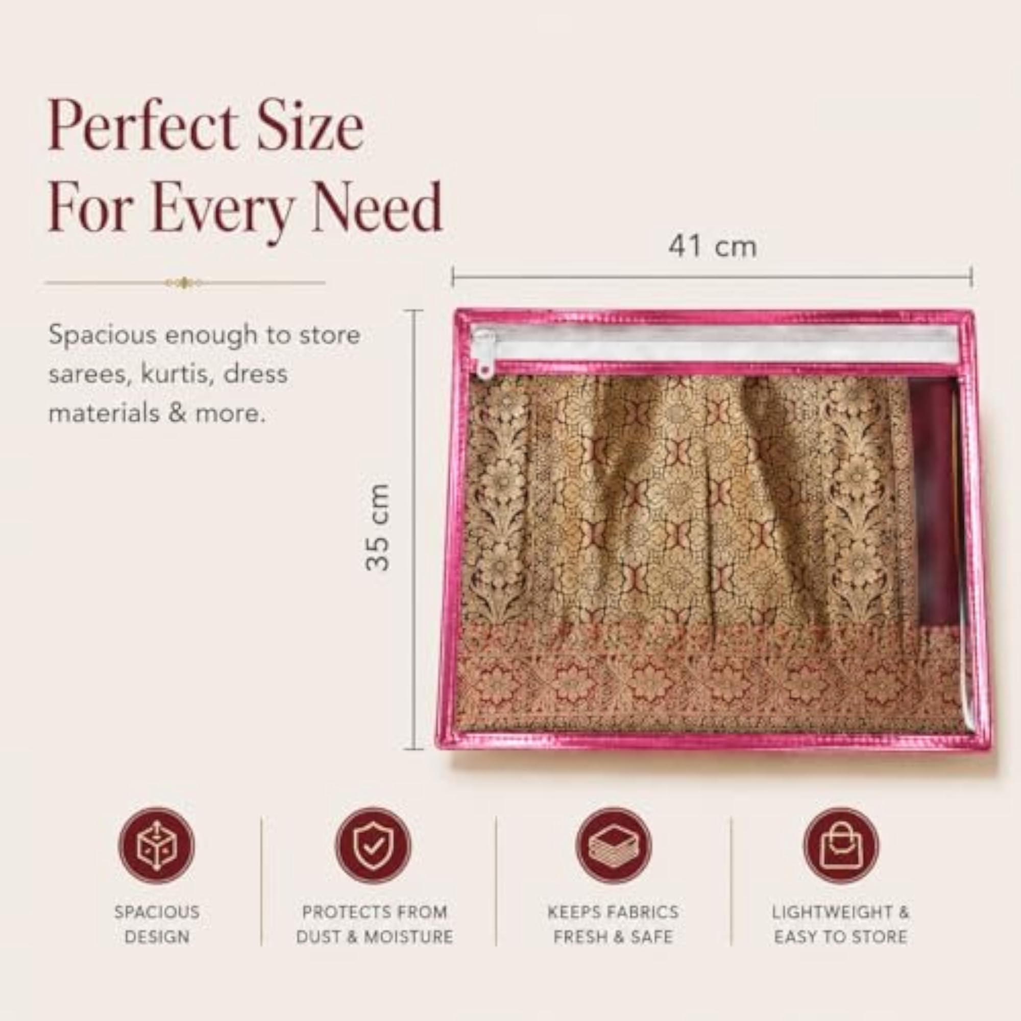 Set of 50 Transparent Saree Covers for Wardrobe Organization